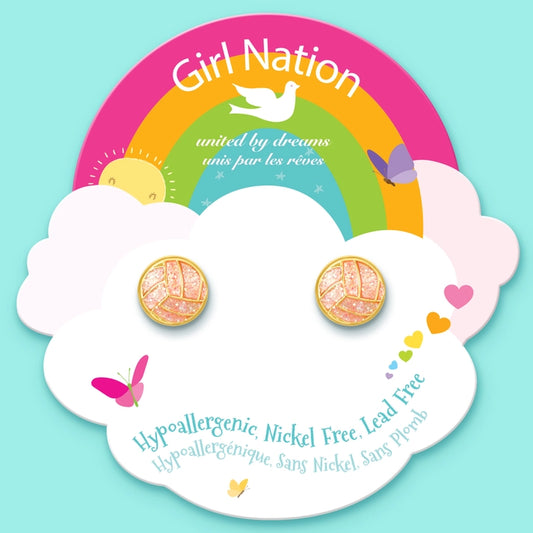 Girl Nation Cutie Stud Earrings - Glitter Volleyball