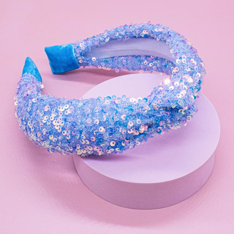 Frog Sac Sparkly Sequin Knot Headband - Blue