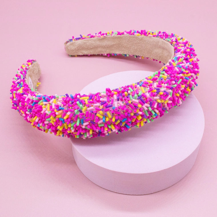 Frog Sac Padded Sprinkles Headband - Hot Pink