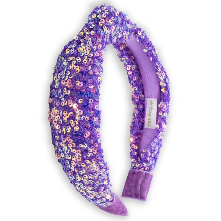 Frog Sac Sparkly Sequin Knot Headband - Purple