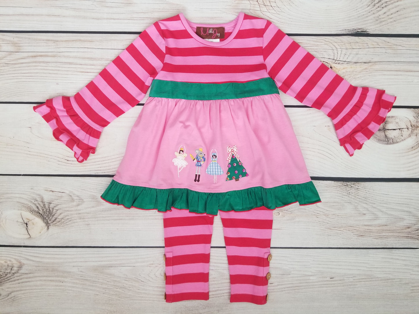 Millie Jay Nutcracker Applique Pink Legging Set