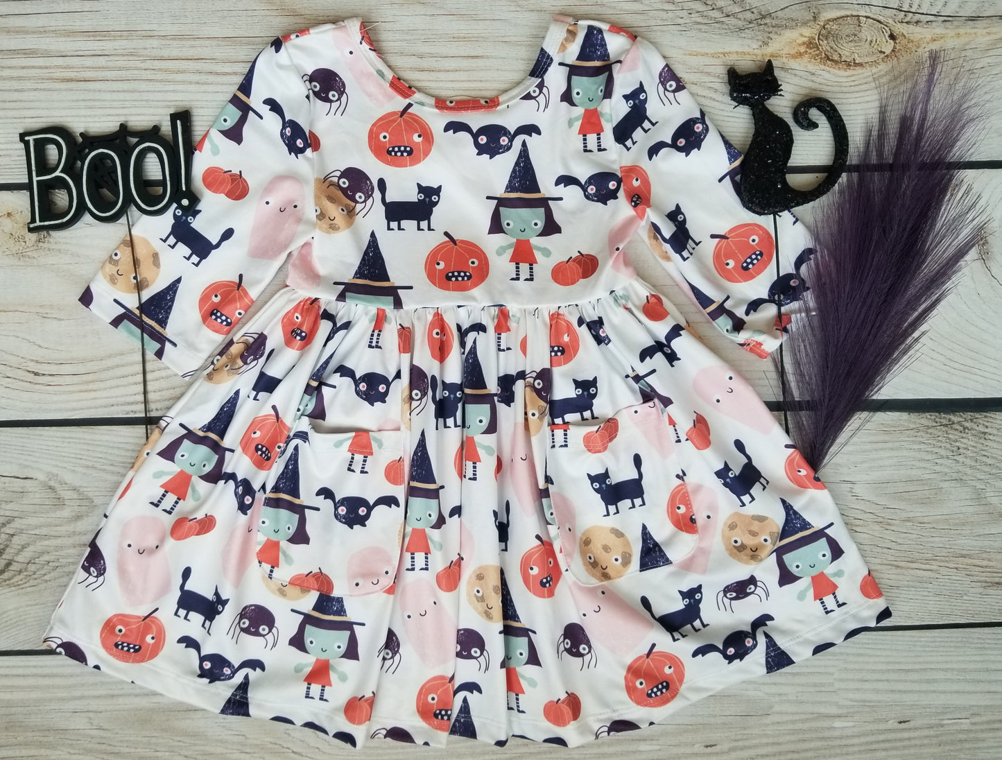 Mila & Rose Boo Crew Pocket Twirl Dress