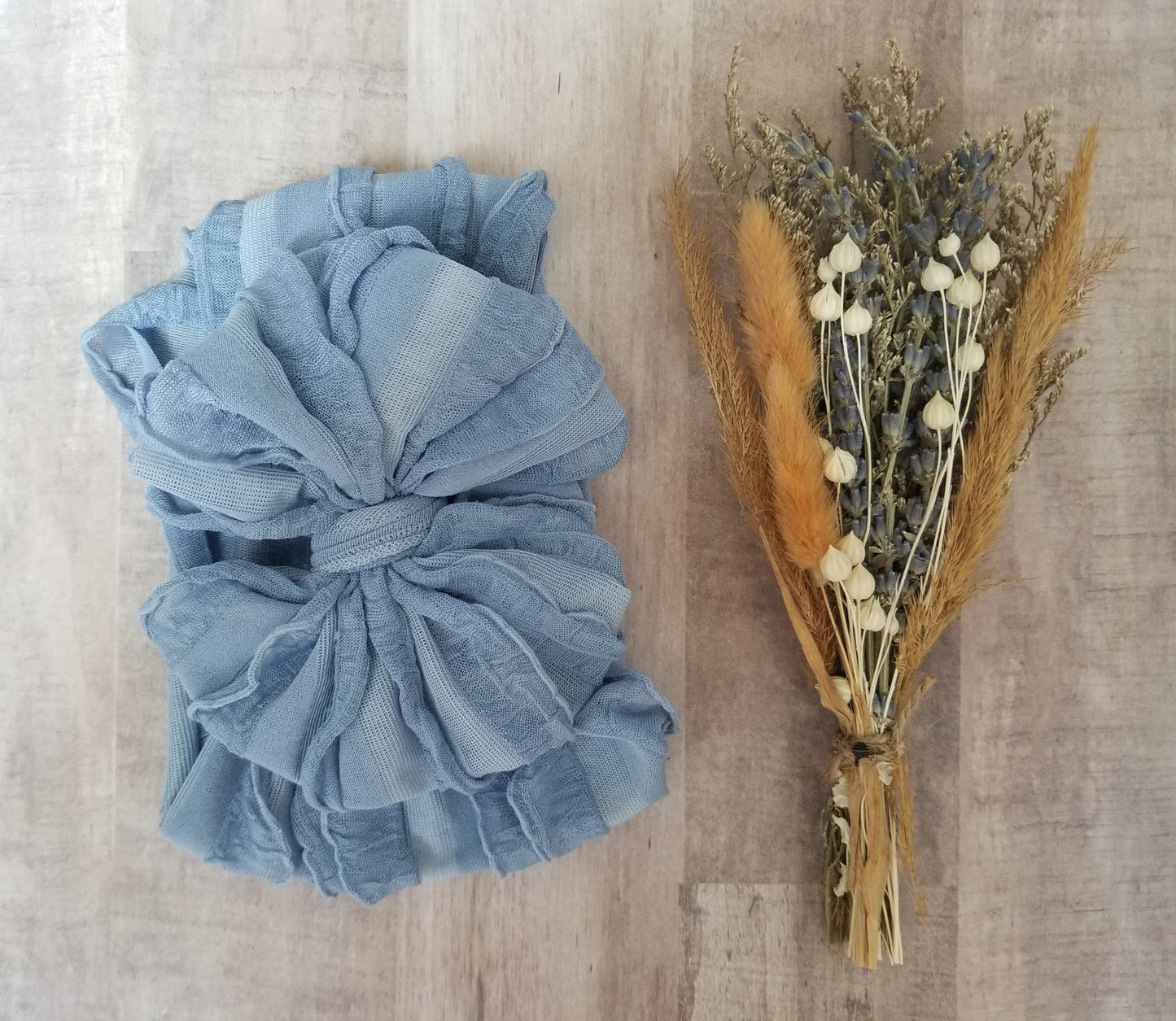 In Awe Couture Denim Ruffled Headband