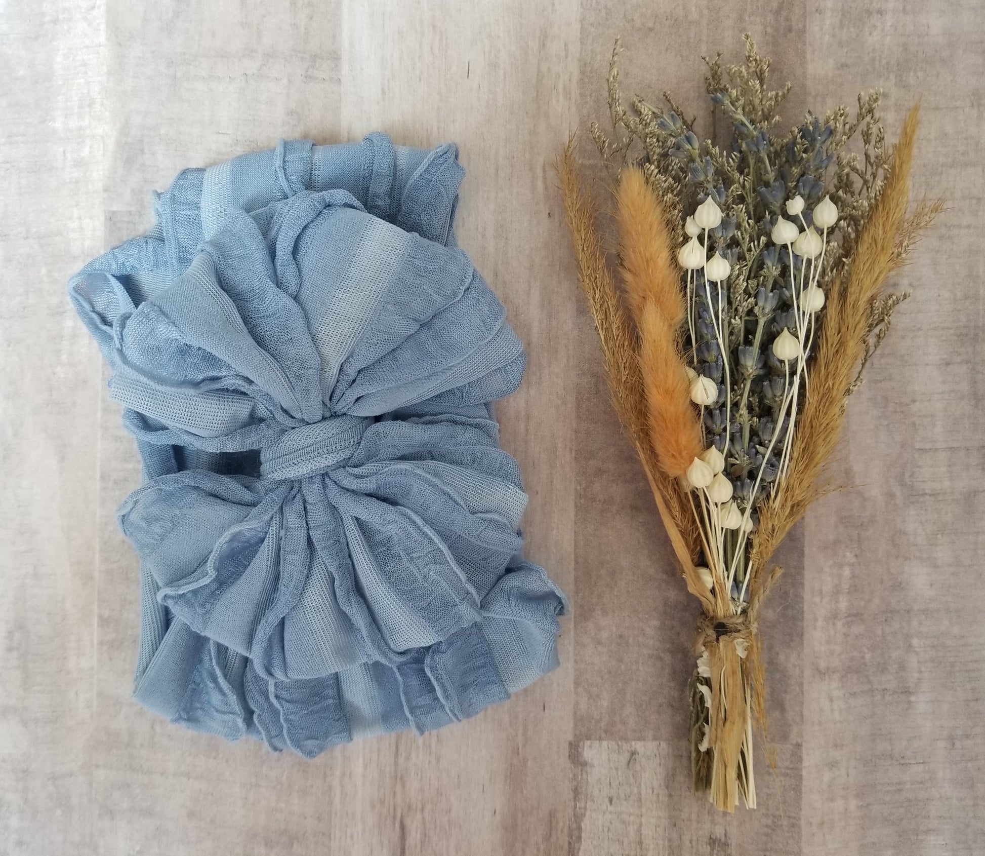 In Awe Couture Denim Ruffled Headband
