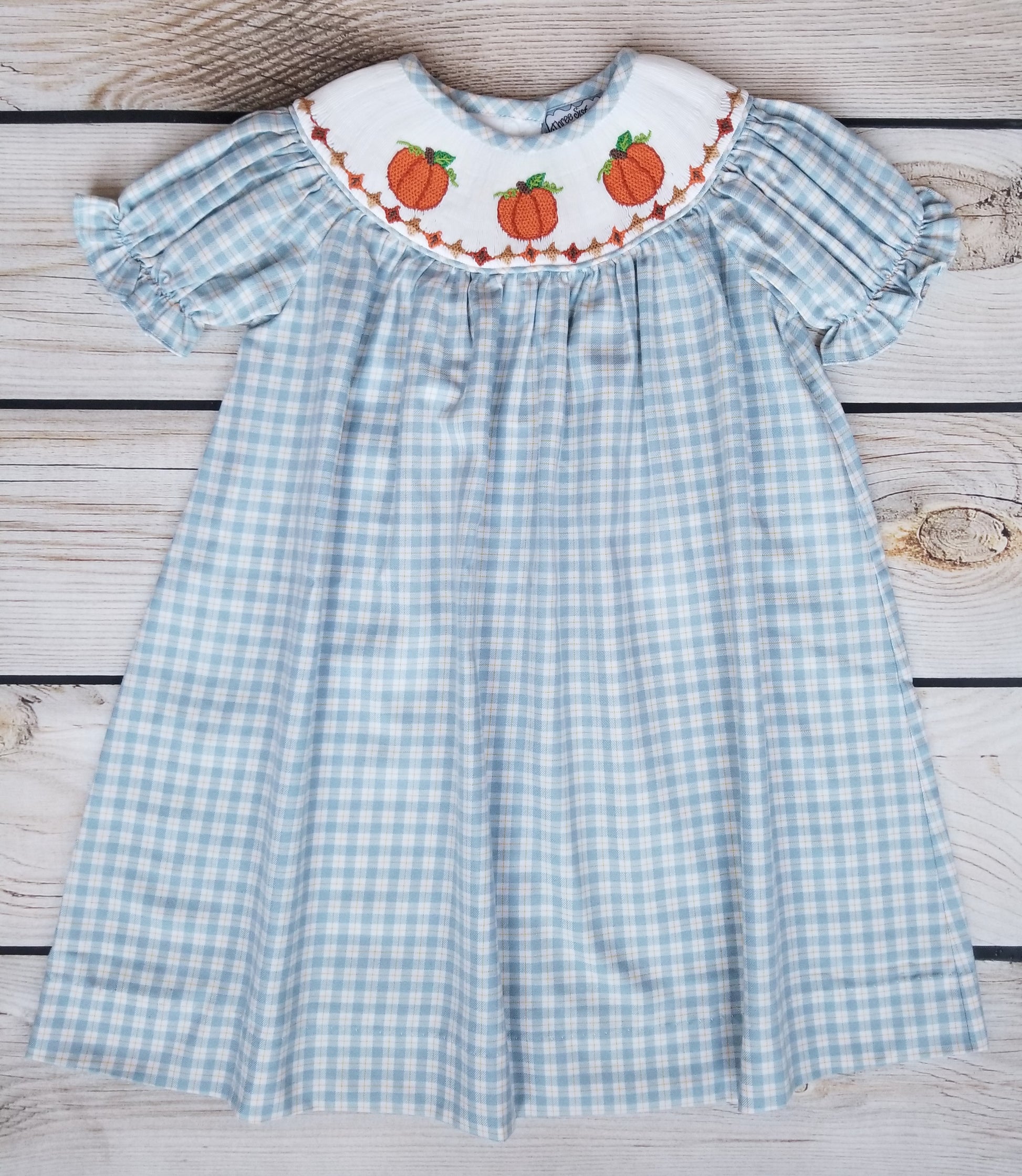 Three Sisters Pumpkin Smocked Bishop Dress