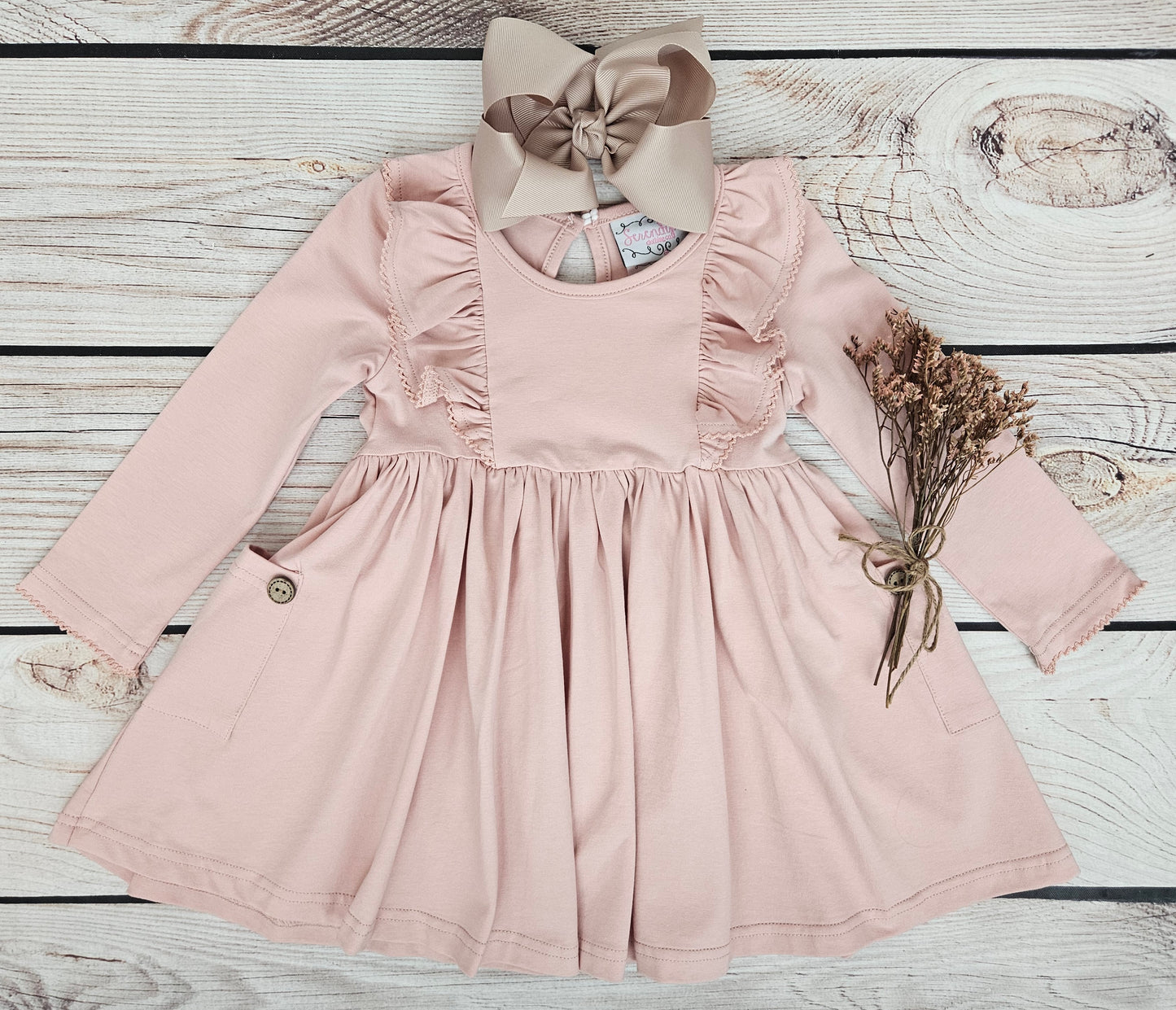 Serendipity Clothing Mauve Bella Picot Pocket Dress Style 22-71