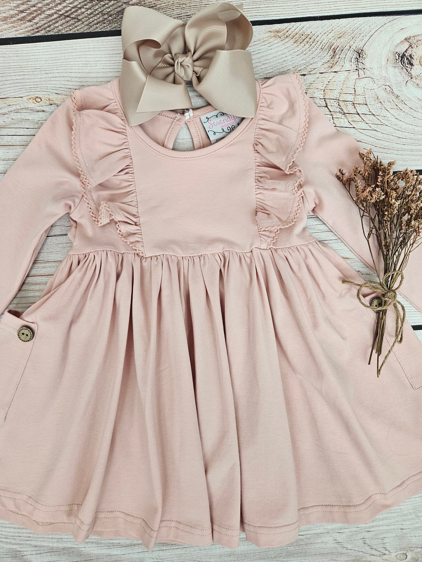 Serendipity Clothing Mauve Bella Picot Pocket Dress Style 22-71