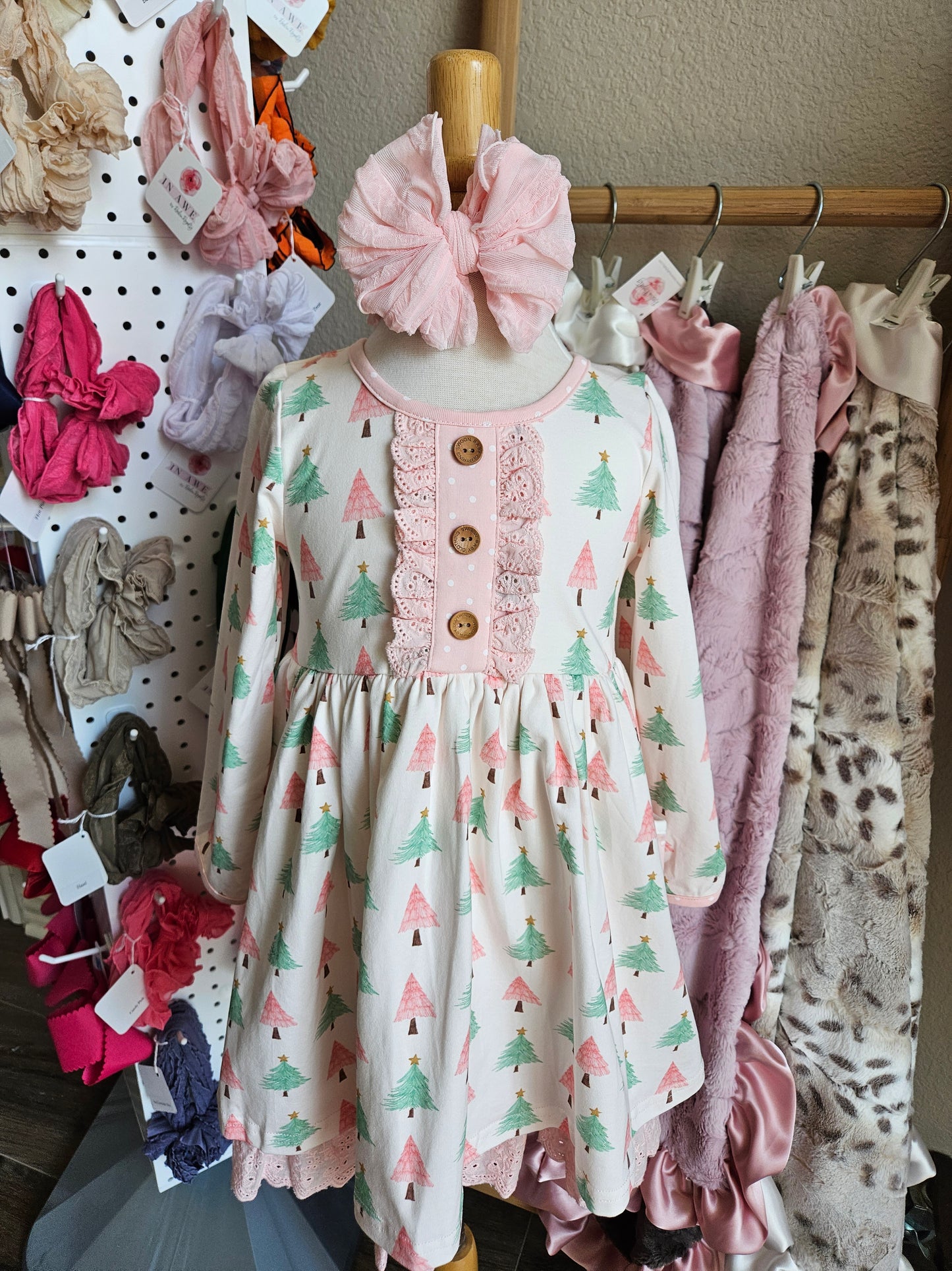 Swoon Baby Pink Christmas Bliss Pocket Eyelet Dress Style 23-56