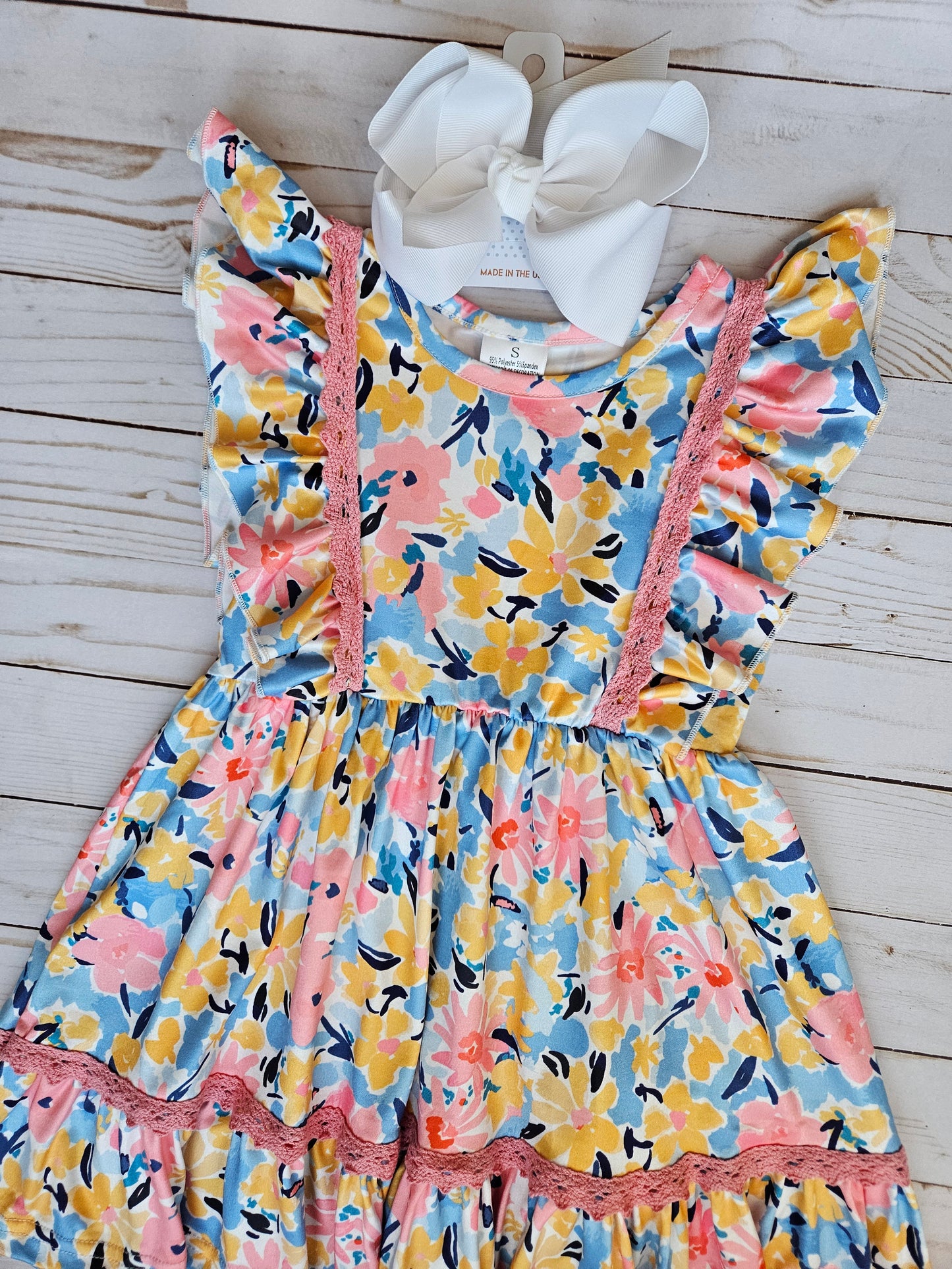 Girls Spring Floral Ruffled Dress