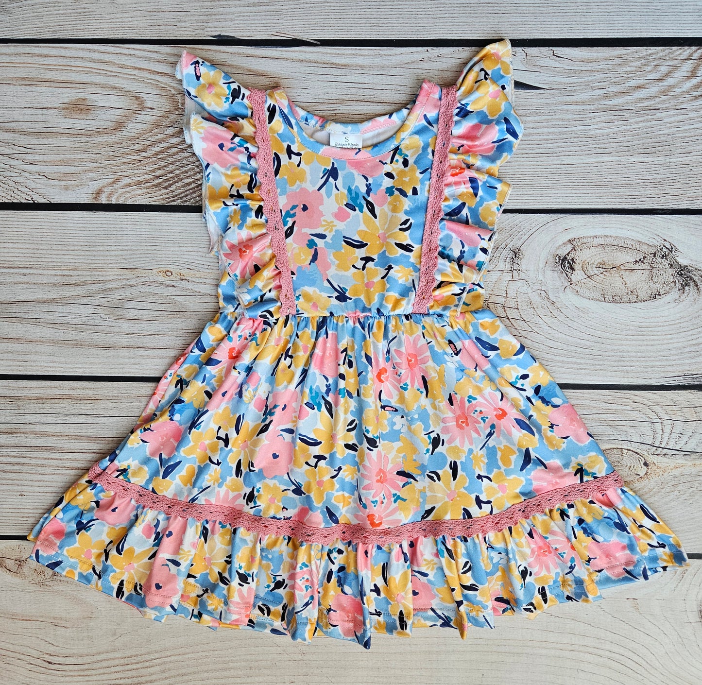 Girls Spring Floral Ruffled Dress