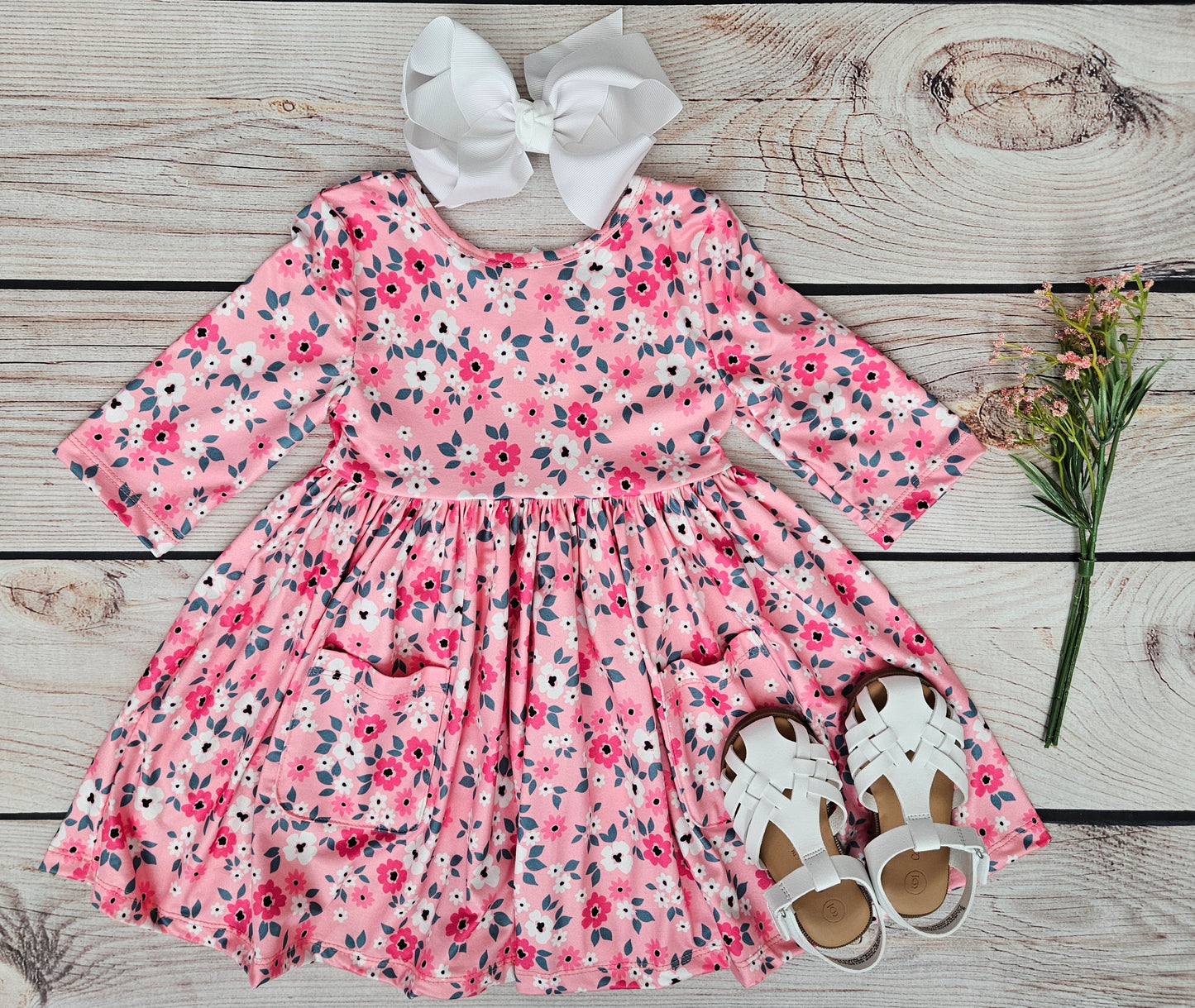 Mila & Rose Azalea 3/4 Sleeve Pocket Twirl Dress