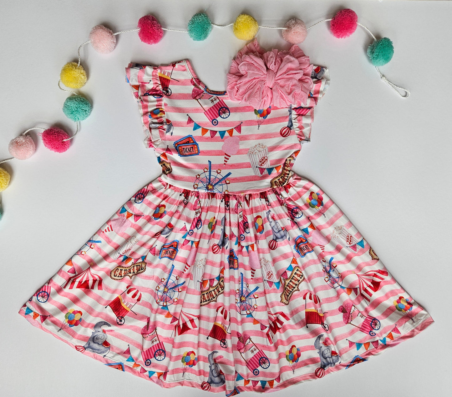 Mila & Rose Off To The Circus Flutter Sleeve Twirl Dress