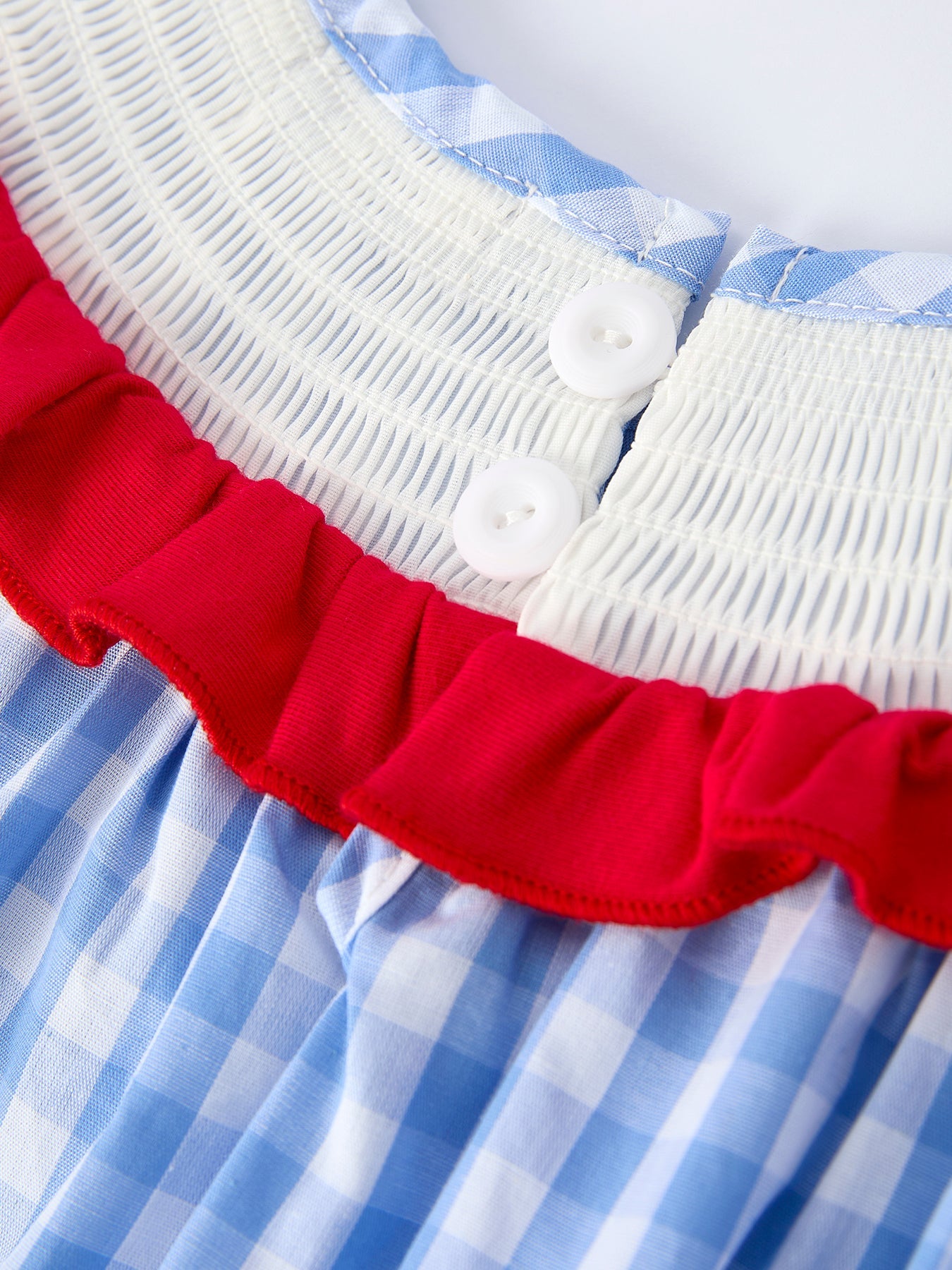 Rylee Faith Designs Girls Summer Strawberry Bow Embroidered Smocked Dress