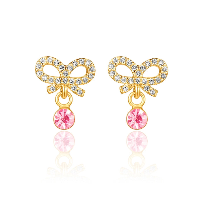 Little Luxe Drop Earrings Crystal Bow with Cz