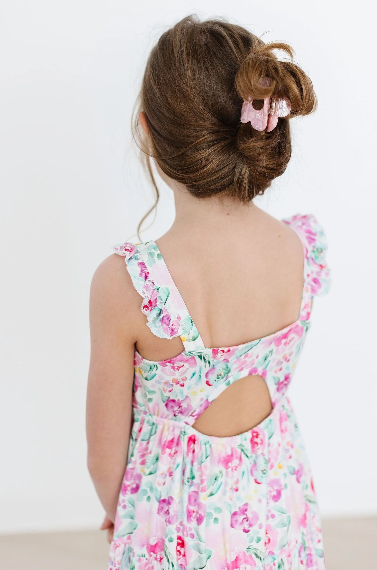 Mila & Rose Watercolor Floral Ruffle Maxi Dress