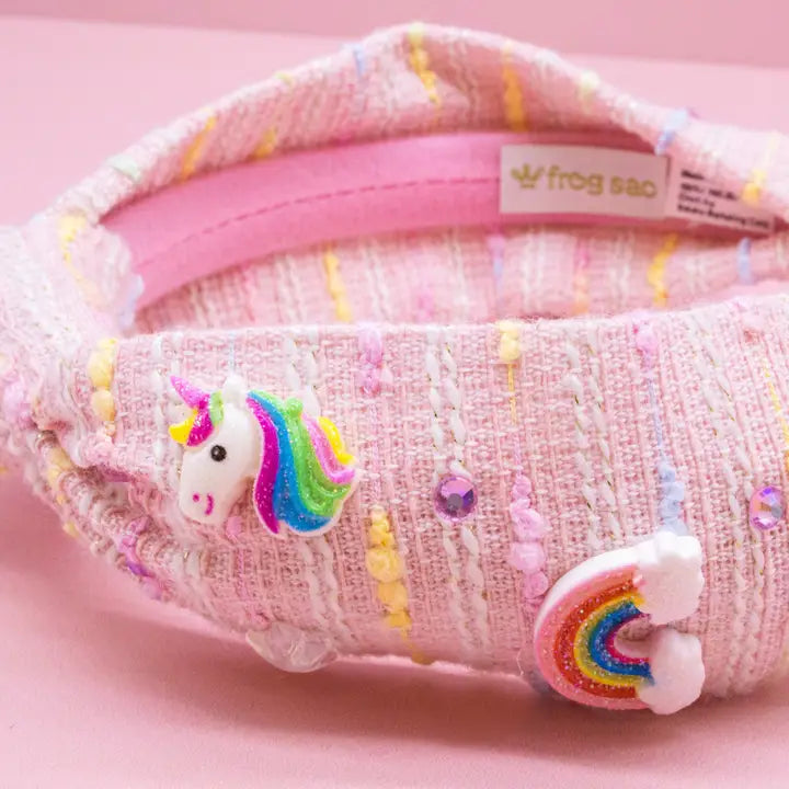 Frog Sac Unicorn Knotted Headband - Rainbow Knot