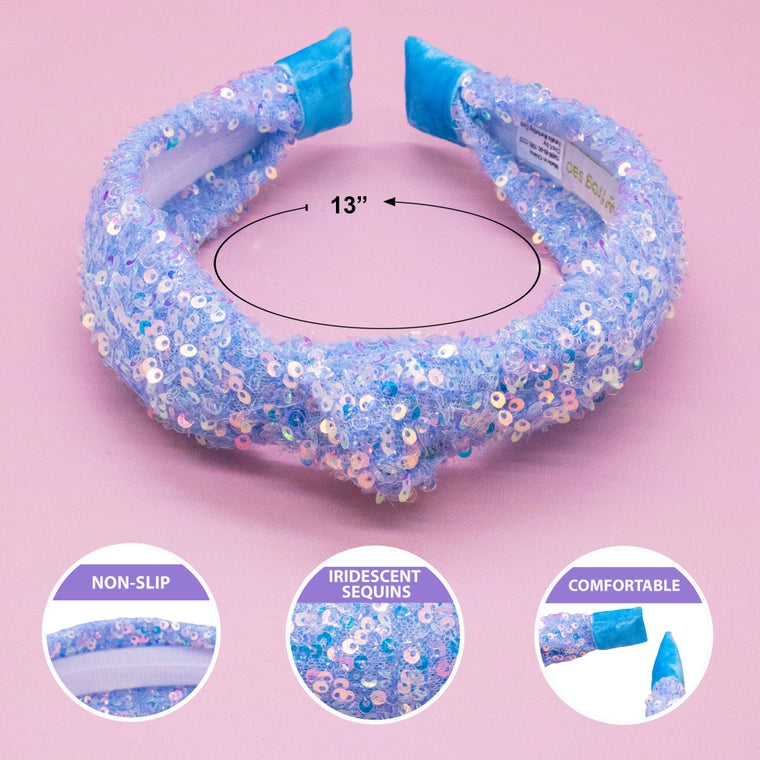 Frog Sac Sparkly Sequin Knot Headband - Blue