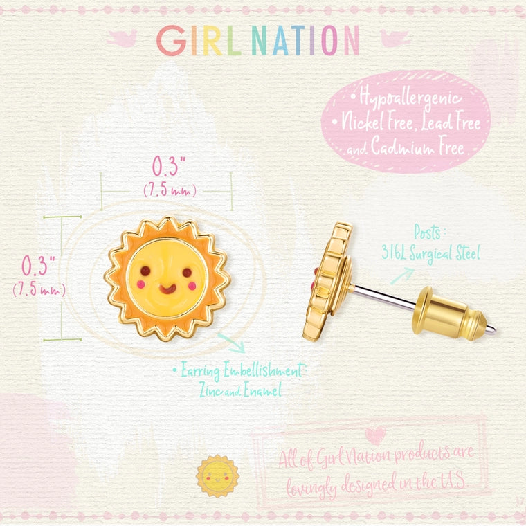 Girl Nation Cutie Stud Earrings - Sunny Day