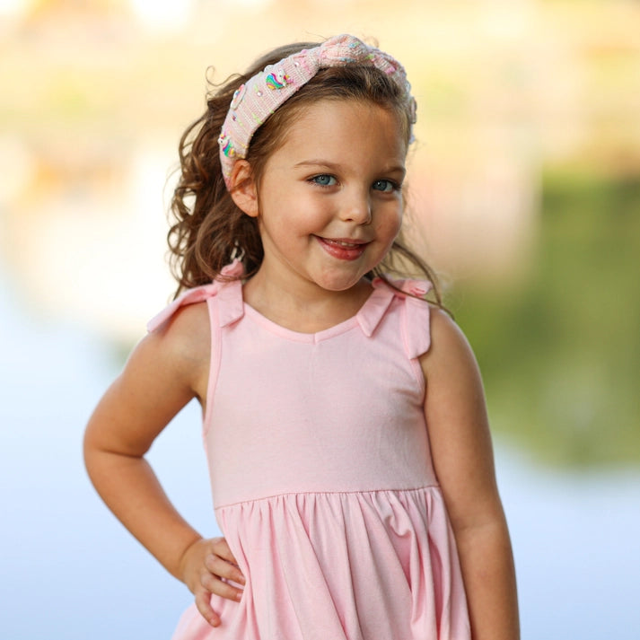 Frog Sac Unicorn Knotted Headband - Rainbow Knot