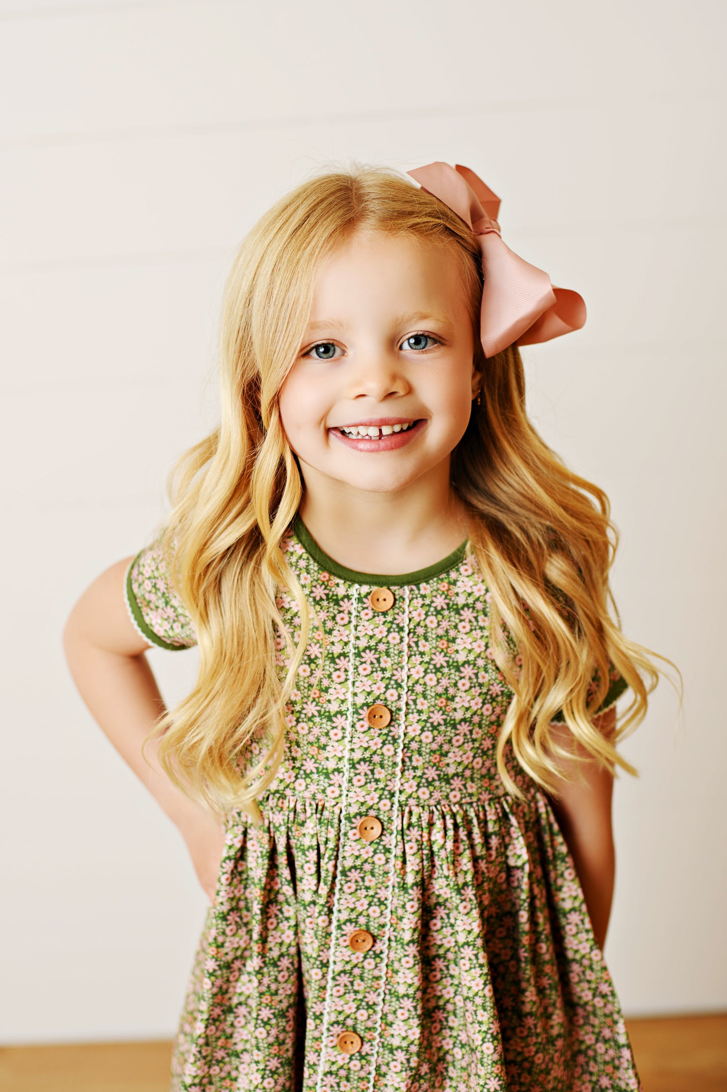 Swoon Kids Vintage Olive Floral Dress Style FW2510