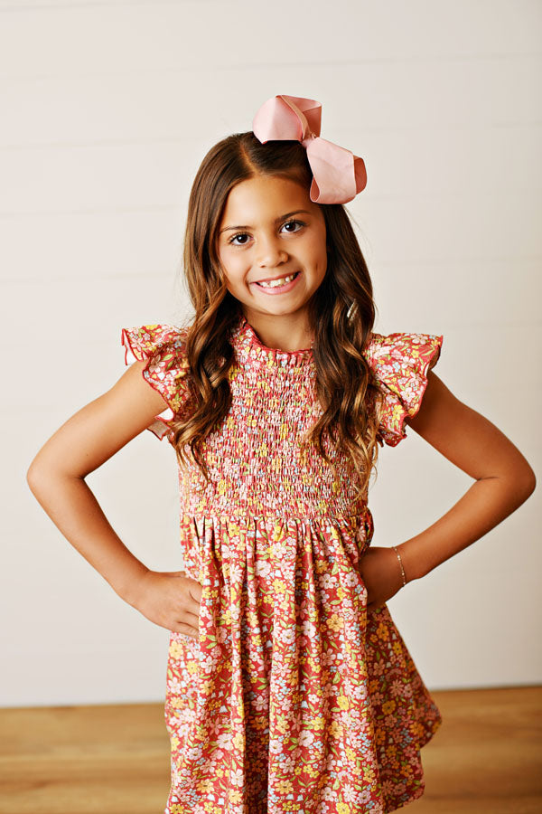 Swoon Kids Autumn Bloom Smocked Flutter Dress