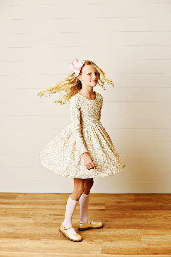 Swoon Kids Harvest Moon Pumpkin Ribbed Dress Style FW2534