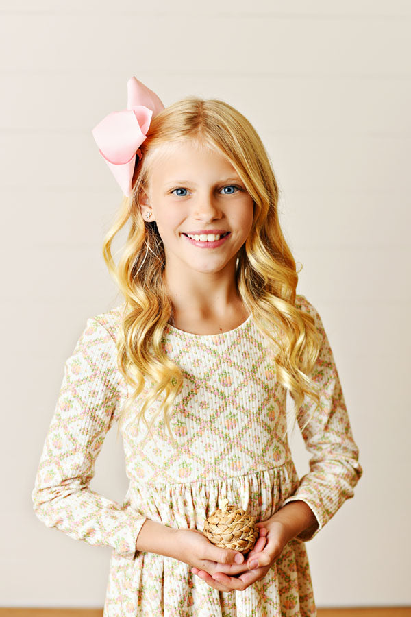 Swoon Kids Harvest Moon Pumpkin Ribbed Dress Style FW2534