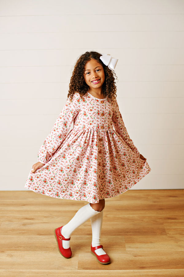 Swoon Kids Crimson Petal Poinsettia Prim Dress Style FW2543