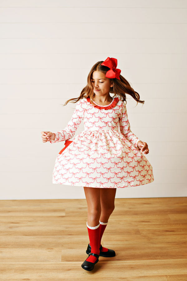 Swoon Kids Ribbon Cheer Pocket Twirl Dress
