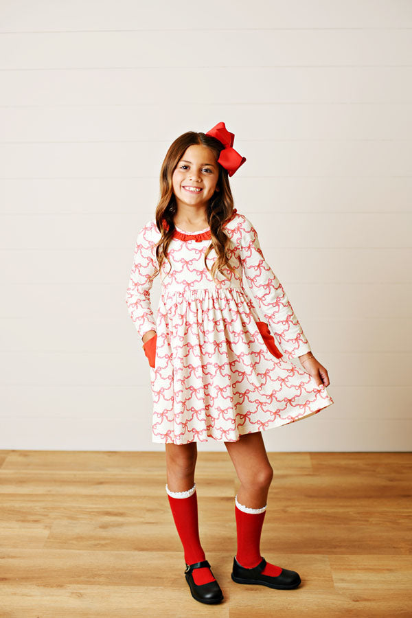 Swoon Kids Ribbon Cheer Pocket Twirl Dress