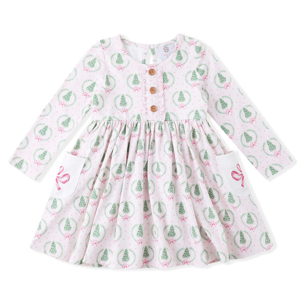 Swoon Kids Pink Christmas Bliss Pocket Dress Style FW2551