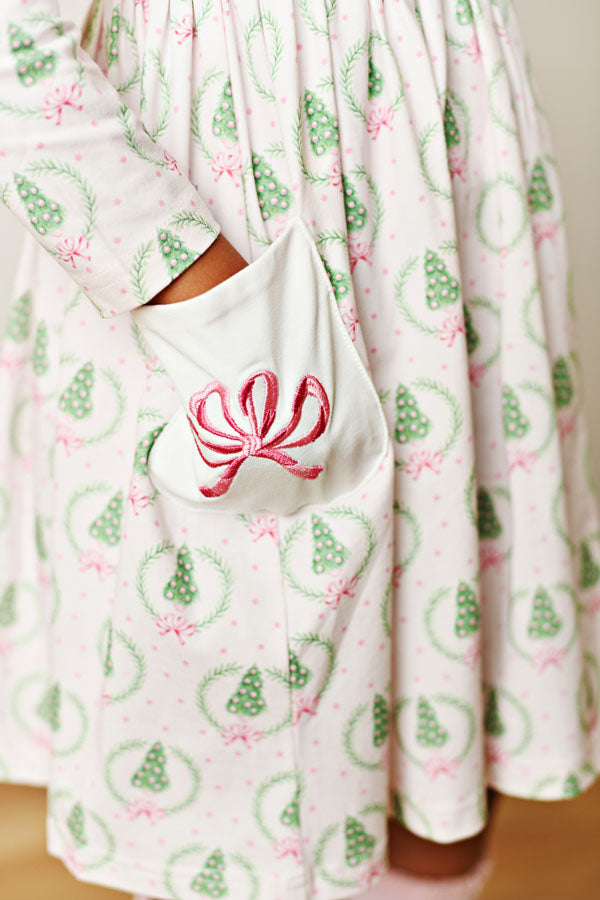 Swoon Kids Pink Christmas Bliss Pocket Dress Style FW2551