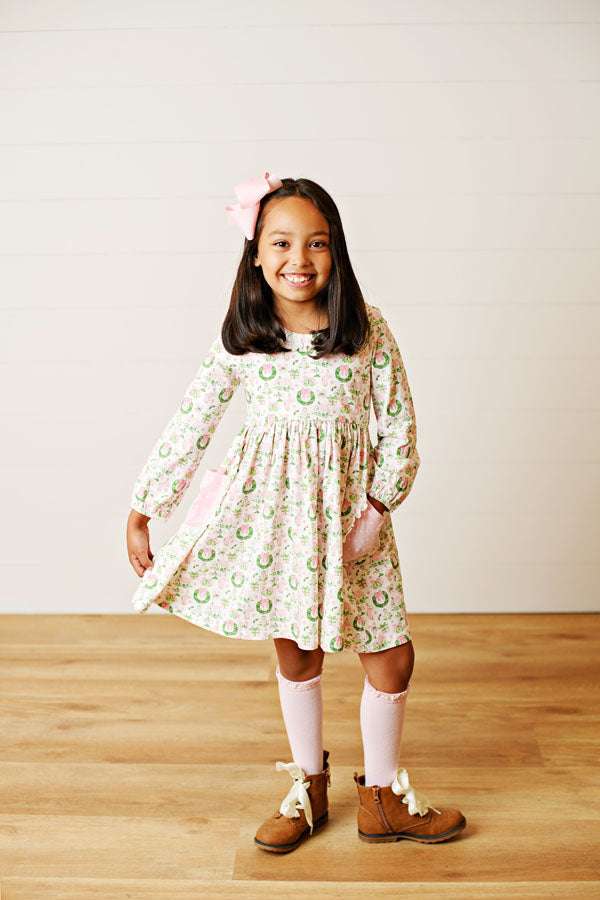 Swoon Kids Christmas Magic Eyelet Trim Pocket Dress Style FW2575