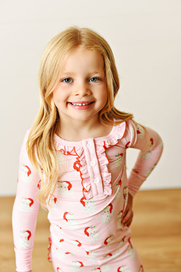 Swoon Kids Santa Baby Pink Butterknit 2 PC Pajama