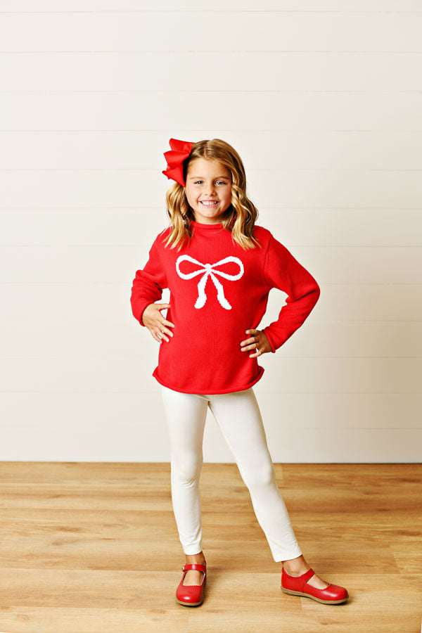 Swoon Kids White Bow Sweater Style FW2596