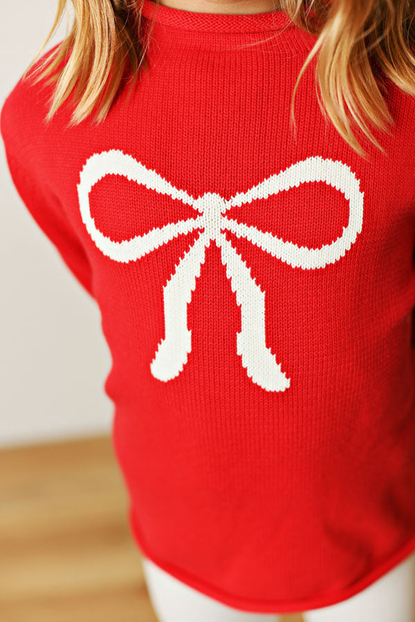 Swoon Kids White Bow Sweater Style FW2596