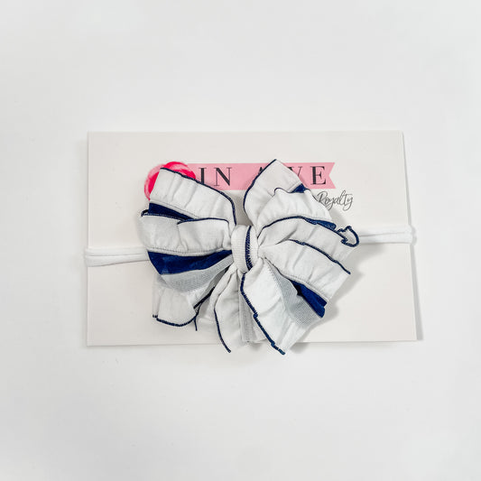In Awe Couture Mini Navy & White Ruffled Headband