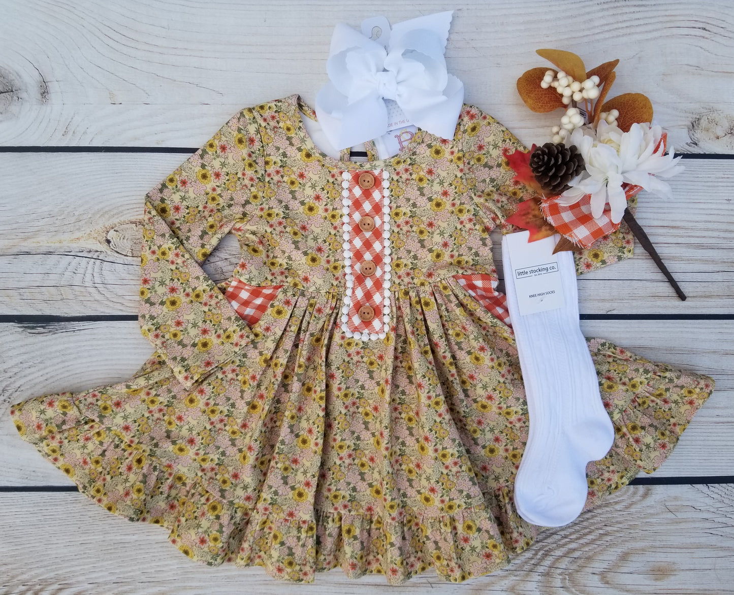 Swoon Baby Golden Ditsy Boho Petal Pocket Dress Style 23-20