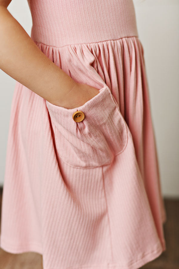 Swoon Baby Pink Ribbed Pocket Dress