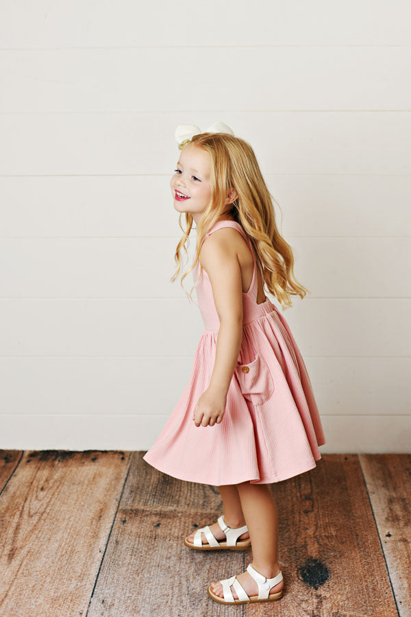 Swoon Baby Pink Ribbed Pocket Dress