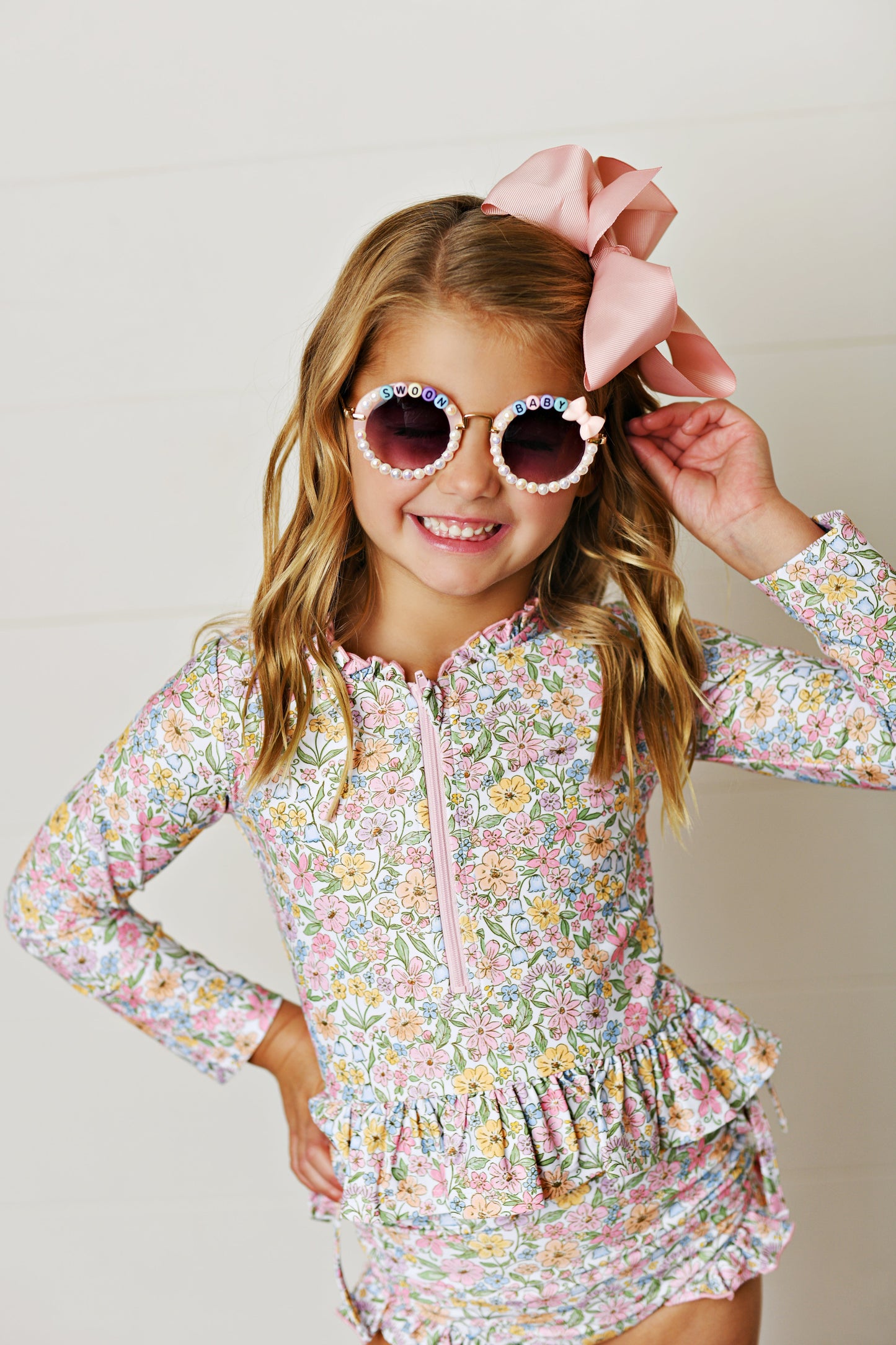 Swoon Baby Watercolor Bloom UPF 50 2 PC Rashguard