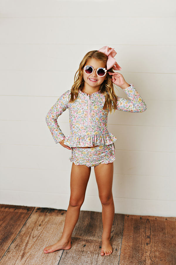 Swoon Baby Watercolor Bloom UPF 50 2 PC Rashguard
