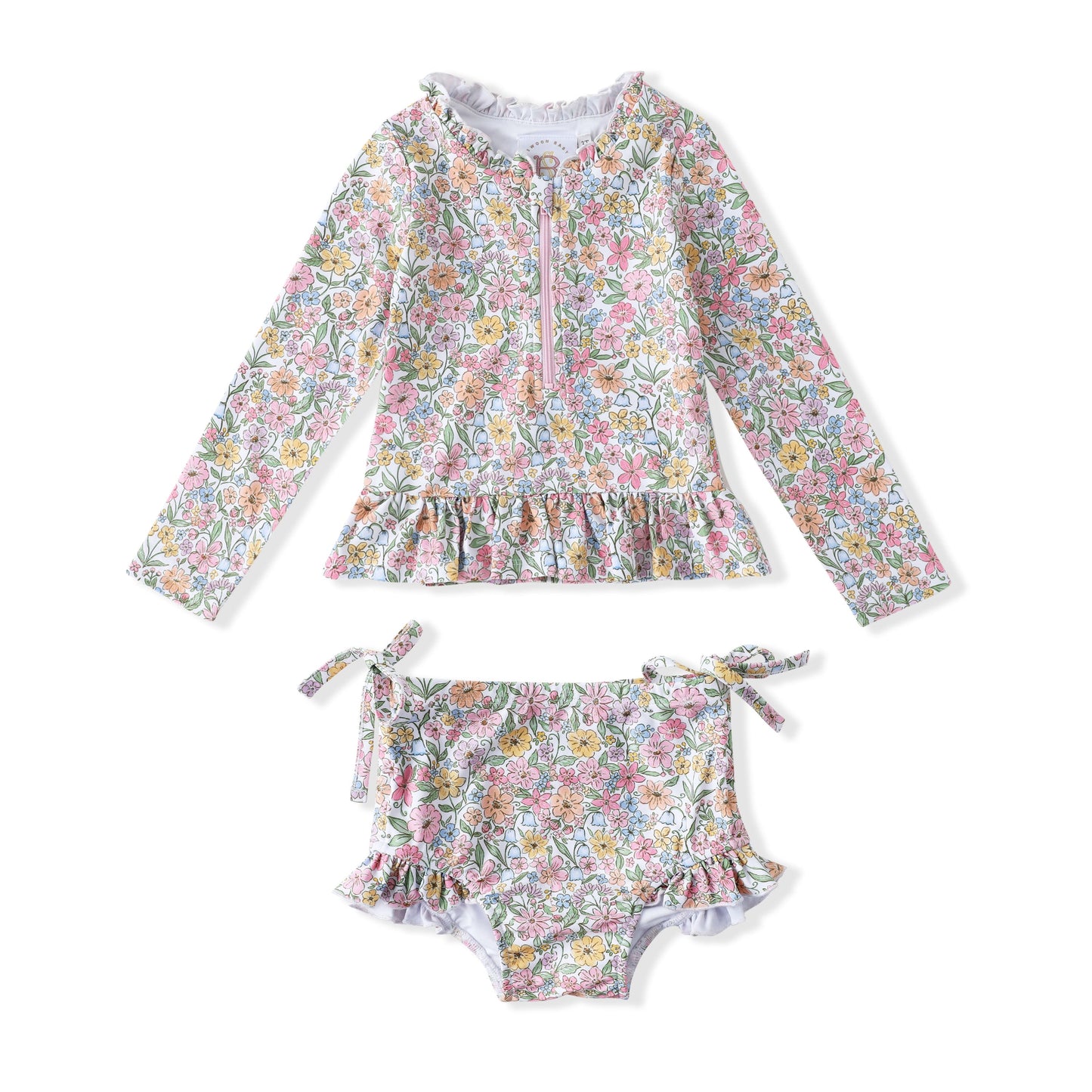Swoon Baby Watercolor Bloom UPF 50 2 PC Rashguard