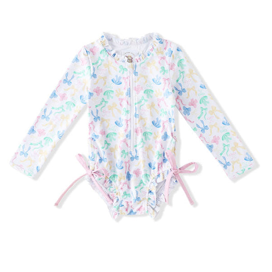 Swoon Baby Bow-tiful UPF 50 Rashguard One Piece Swimsuit