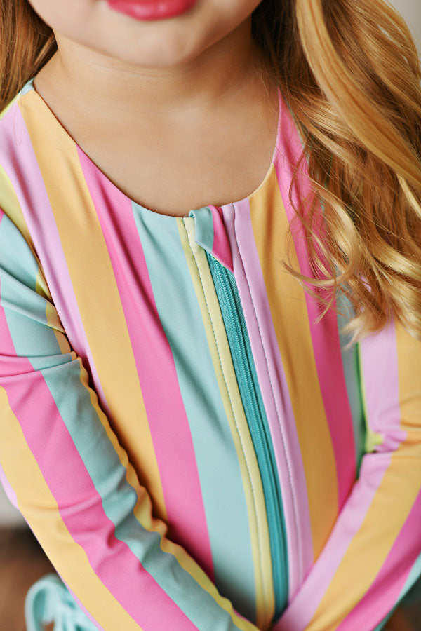 Swoon Baby Rainbow Stripes UPF 50 1 PC Rashguard Swimsuit