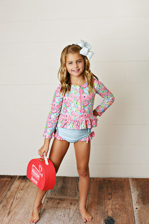 Swoon Baby Hawaiian Bloom UPF 50 2 PC Long Sleeve Swimsuit