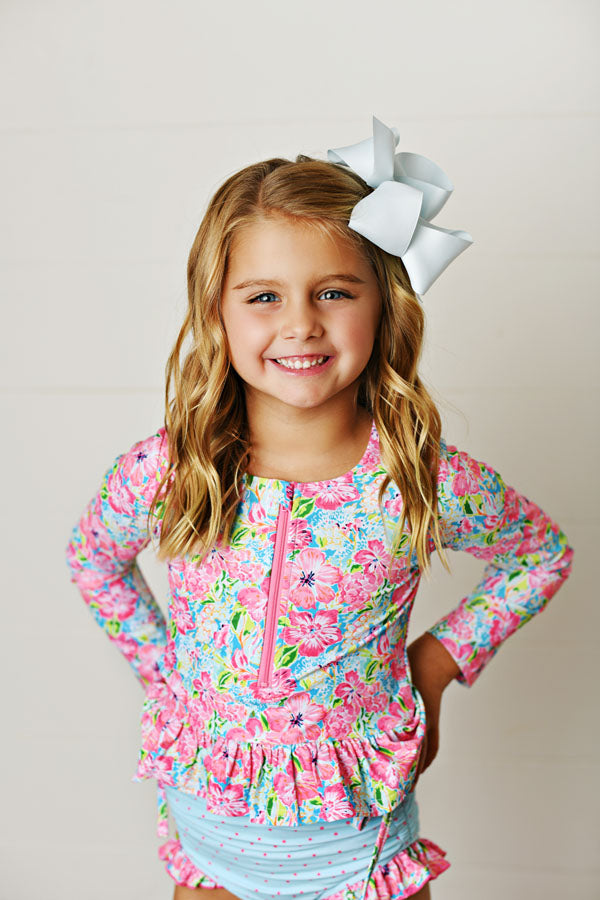 Swoon Baby Hawaiian Bloom UPF 50 2 PC Long Sleeve Swimsuit