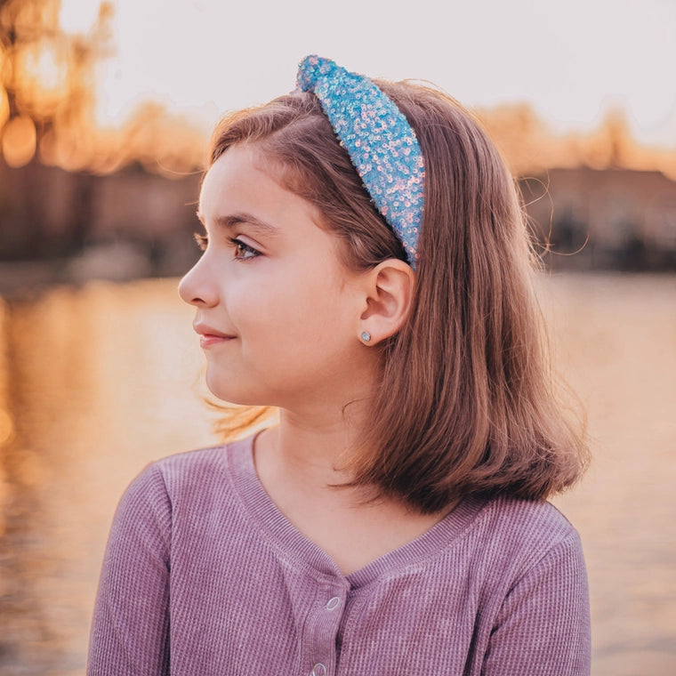 Frog Sac Sparkly Sequin Knot Headband - Blue