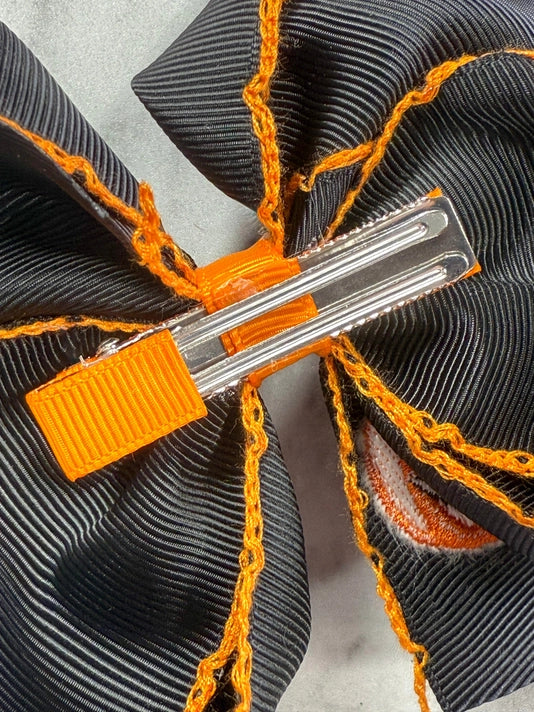 Jack-O-Latern Embroidered Moonstitch Hair Bow