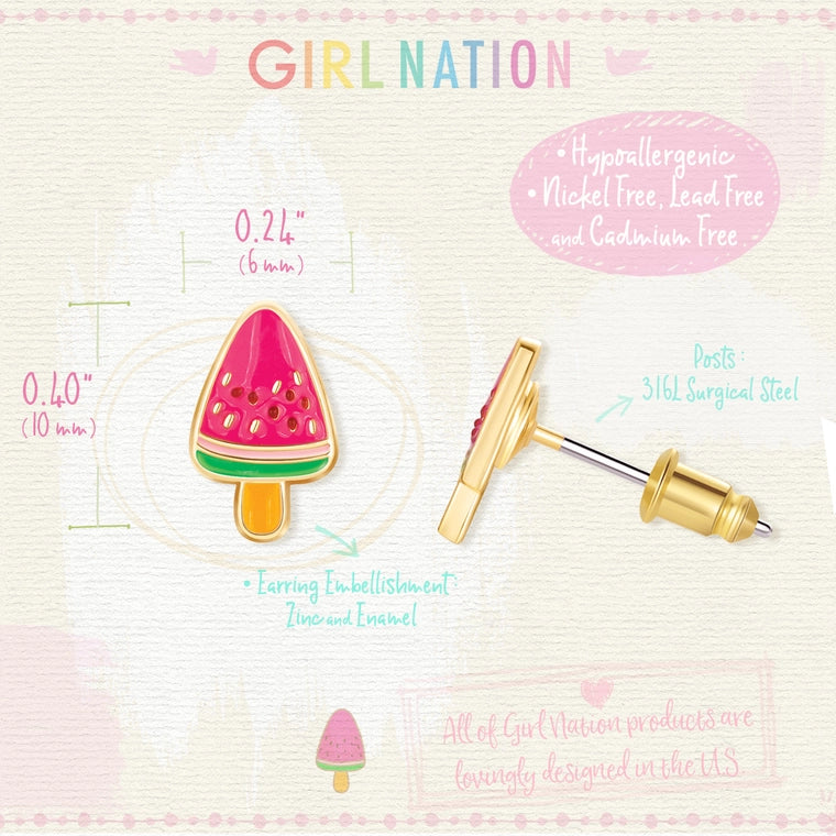 Girl Nation Cutie Stud Earrings - Melon Pop